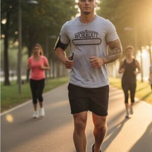 Actizio Men’s Sweat-Activated Workout Graphic T-Shirt | Heather Gray | XL | NWT